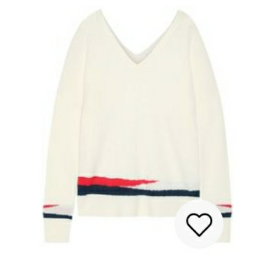 DUFFY WHITE DOUBLE V-NECLINE CASHMERE LONG SLEEVES